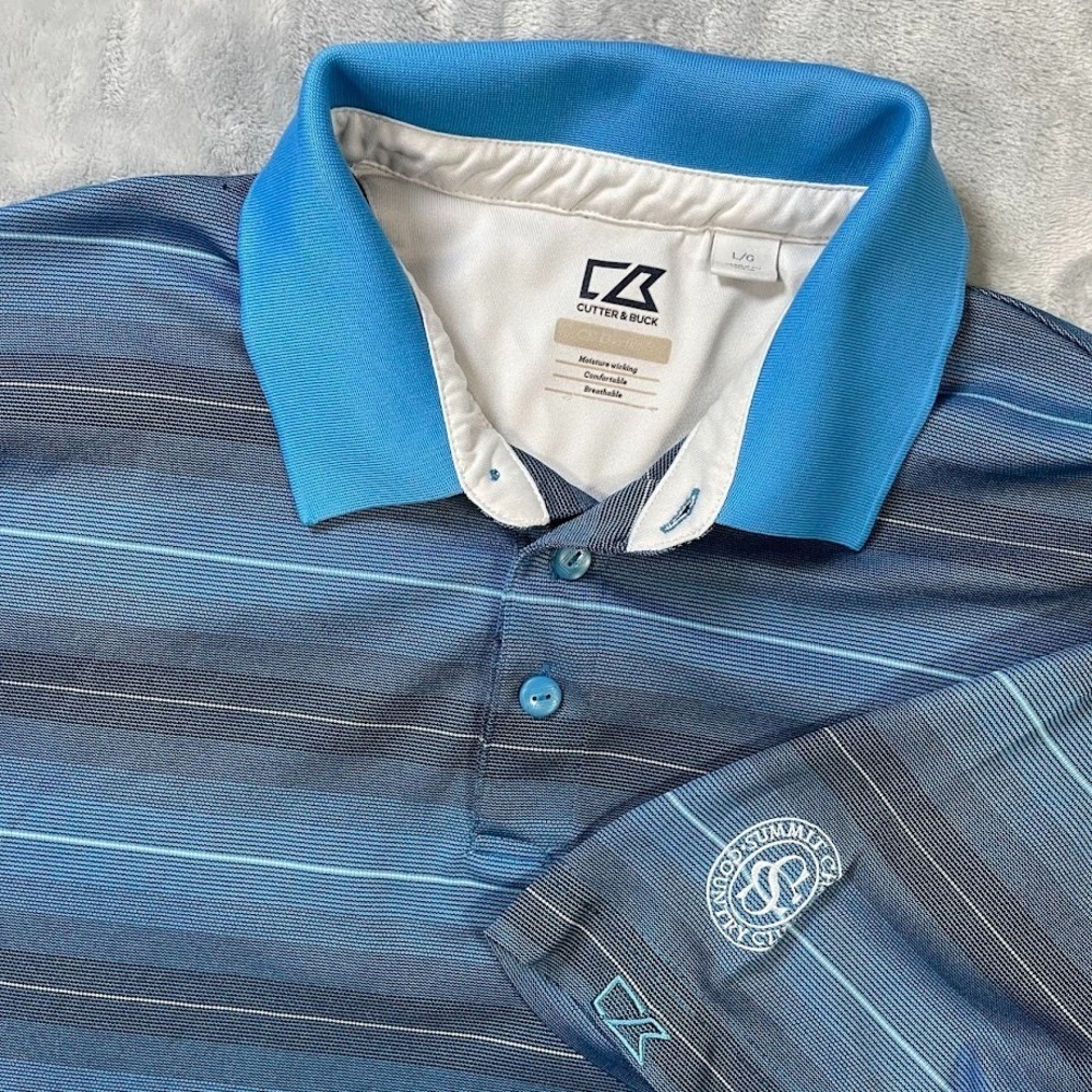 Cutter Buck Polo Shirt Men's Size L Blue CB DryTec‎ Summit Chase Coutry Club